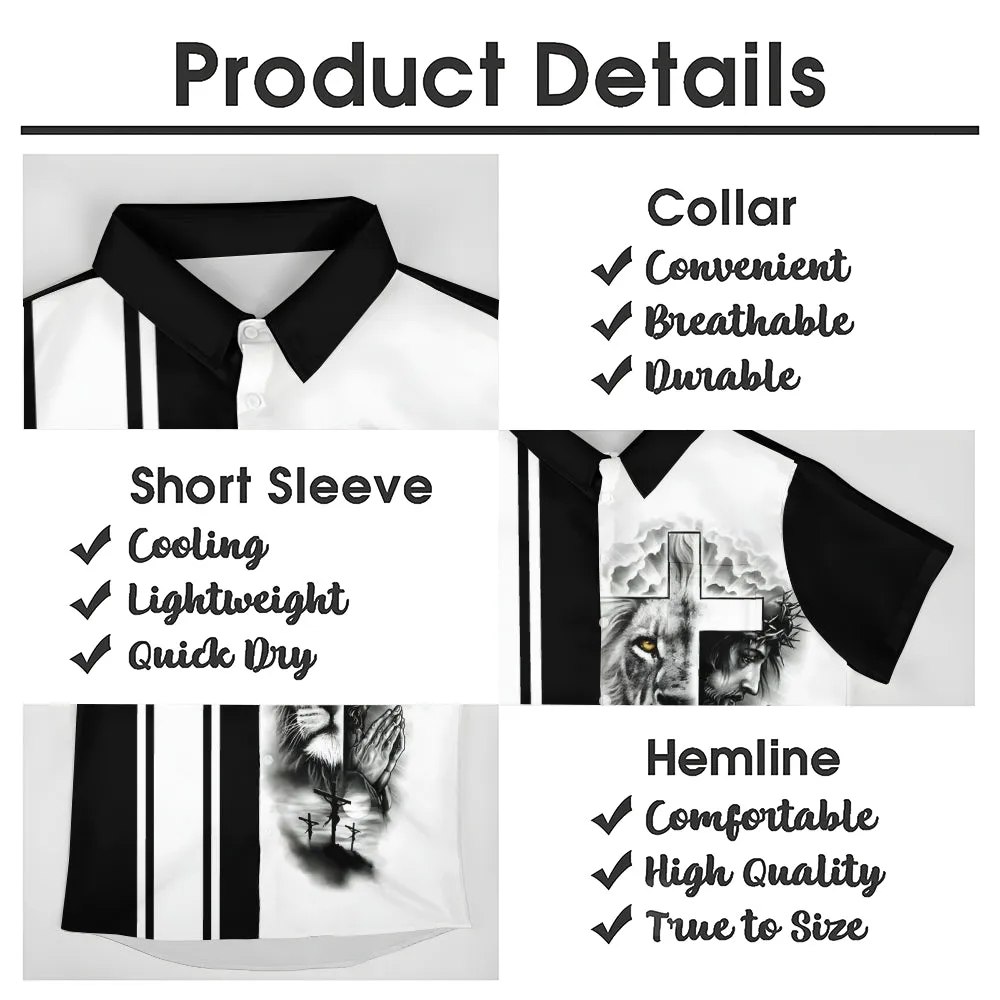 Men's jesus print casual short sleeve shirt 2310000970