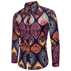 Men's Linen Floral Color Print Shirt..