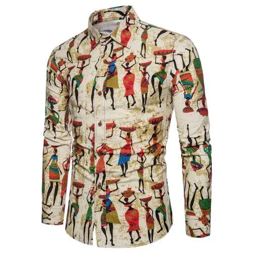 Men's Linen Floral Color Print Shirt..