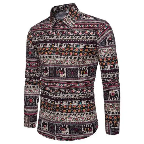 Men's Linen Floral Color Print Shirt..