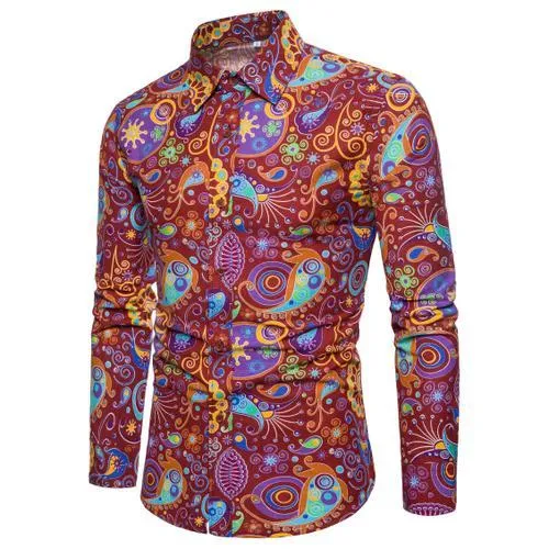 Men's Linen Floral Color Print Shirt..