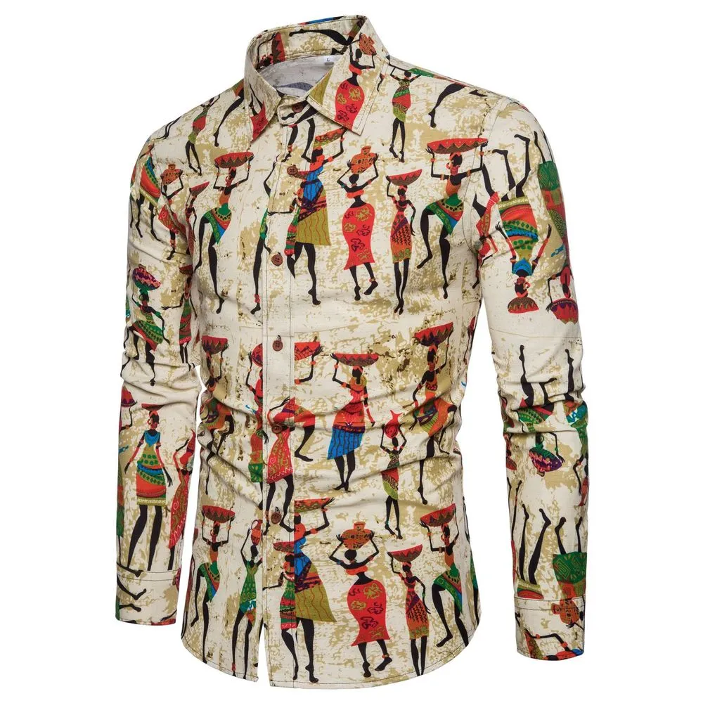 Men's Linen Floral Color Print Shirt..