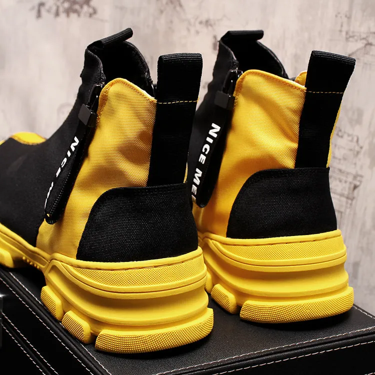 Mens  Luxury British High Top Casual Shoes Fashion Slip On Elastic Flock Vogue Short Ankle Sock Style Hip hops man