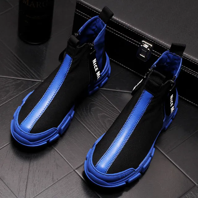 Mens  Luxury British High Top Casual Shoes Fashion Slip On Elastic Flock Vogue Short Ankle Sock Style Hip hops man