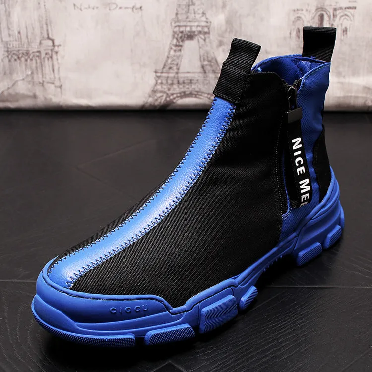 Mens  Luxury British High Top Casual Shoes Fashion Slip On Elastic Flock Vogue Short Ankle Sock Style Hip hops man