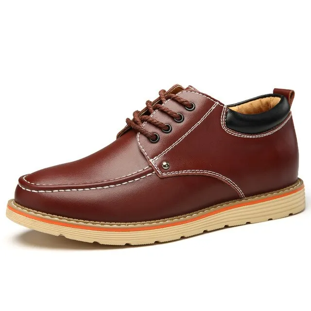 Men's new leather shoes Spring and Autumnsoft leather non-slip increase 6CM tooling size 37-44 fashion casual shoes