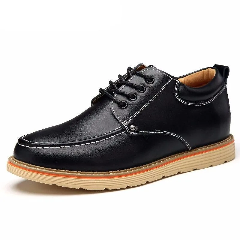 Men's new leather shoes Spring and Autumnsoft leather non-slip increase 6CM tooling size 37-44 fashion casual shoes