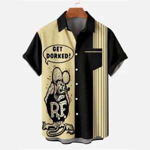 Men's Retro Breathable Funny Casual Short Sleeved Shirt