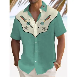 Men's Retro Western Print Casual Shirt 2411000488