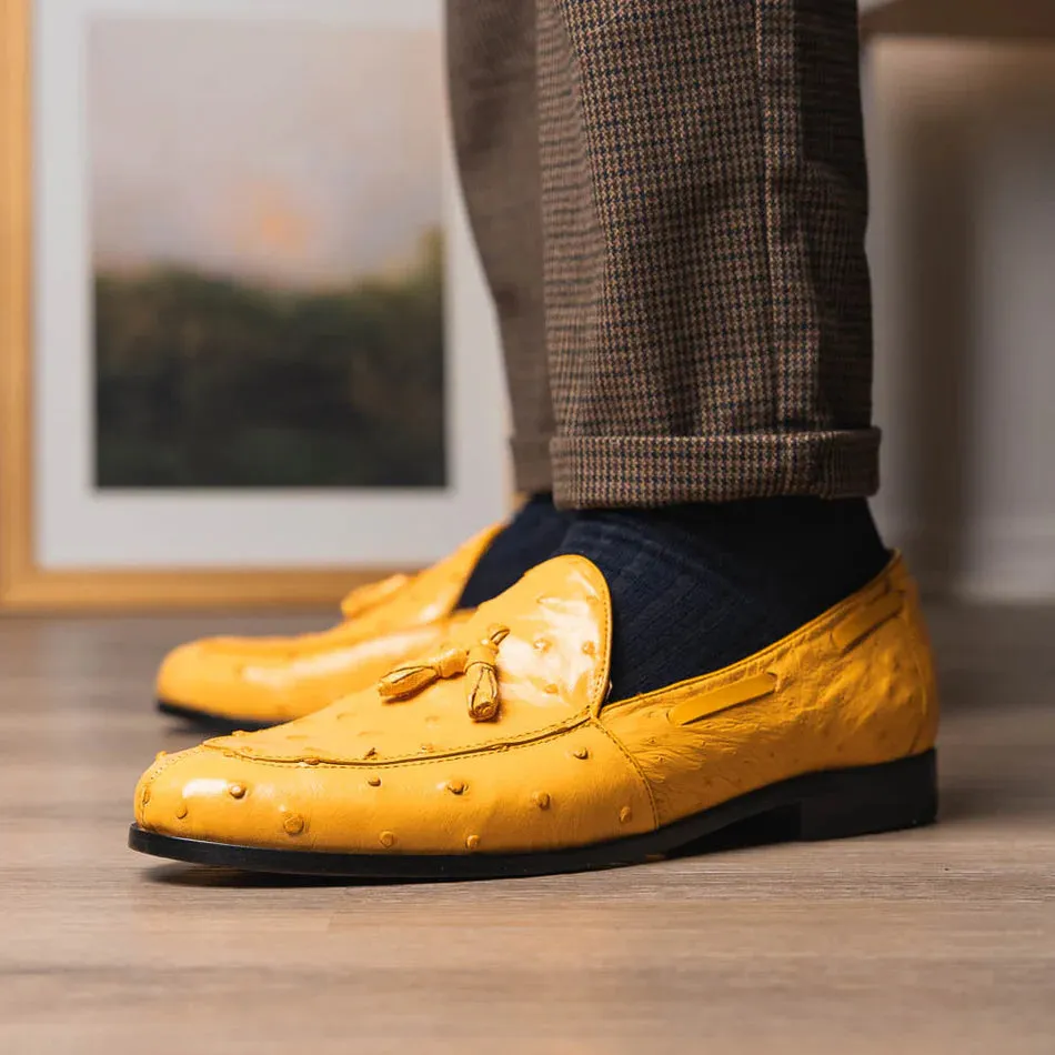 Men's Shoes Exotic Ostrich Tassels Loafers - Loafers Shoes