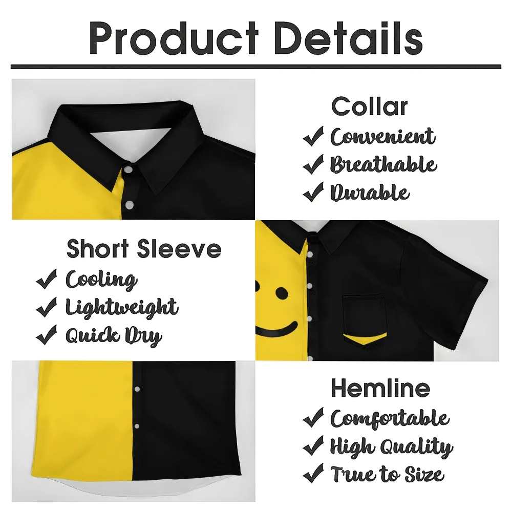 Men's Smile Printed Contrast Pocket Casual Shirt 2411001833
