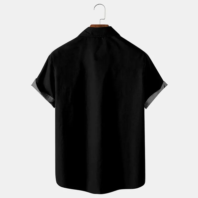 Men's Smile Printed Contrast Pocket Casual Shirt 2411001833