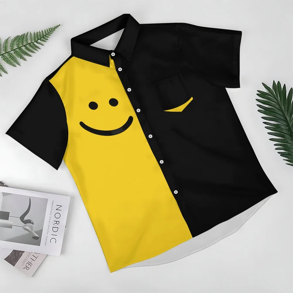 Men's Smile Printed Contrast Pocket Casual Shirt 2411001833