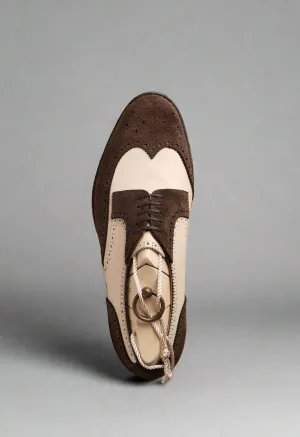 Men’s Wingtips in Brown and Beige Lux Suede - Formal shoes