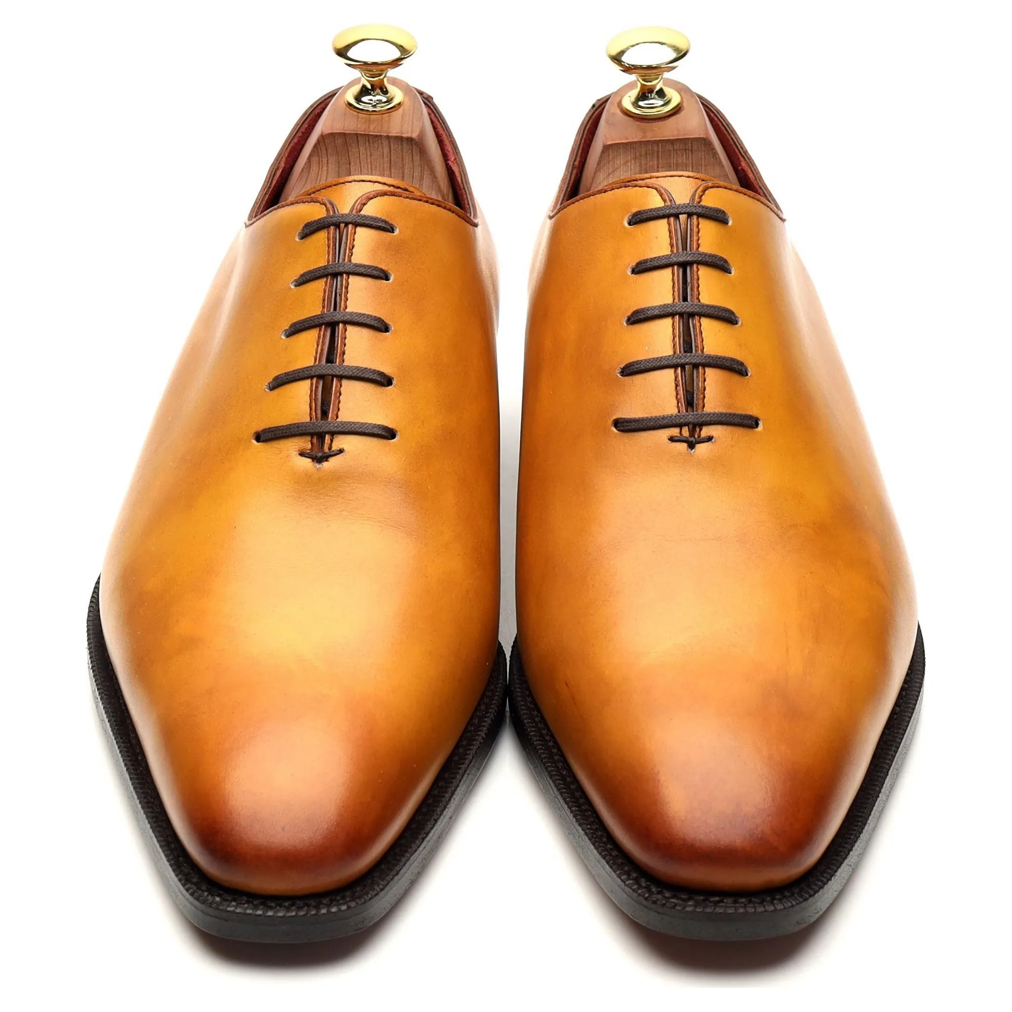 'Miquel' Tan Brown Leather Wholecut Oxford UK 8.5