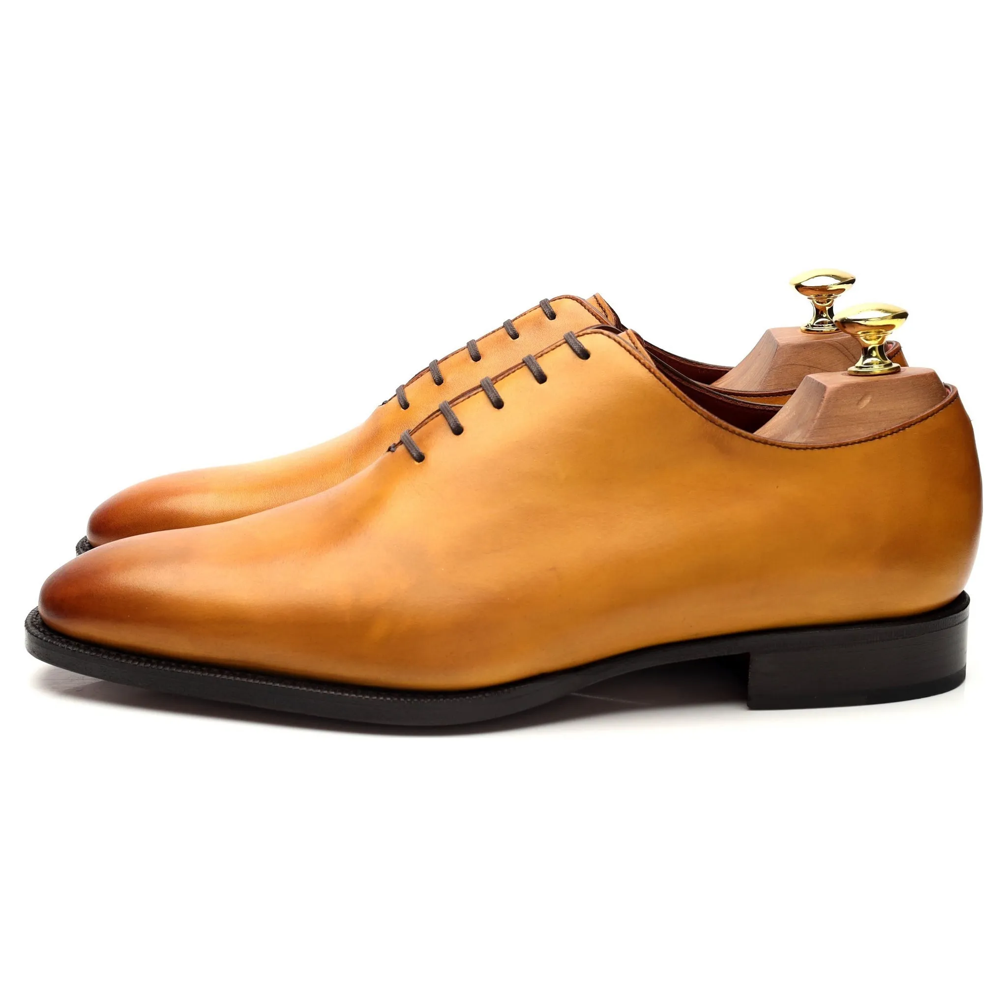 'Miquel' Tan Brown Leather Wholecut Oxford UK 8.5
