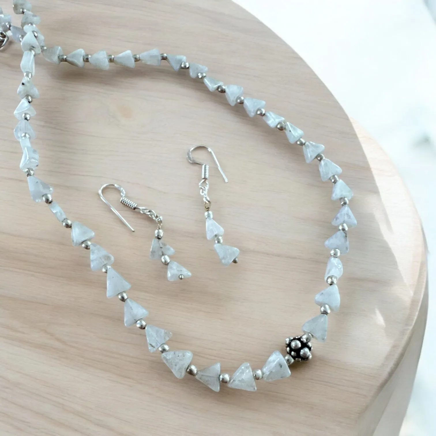 Moonstone Necklace Earrings set