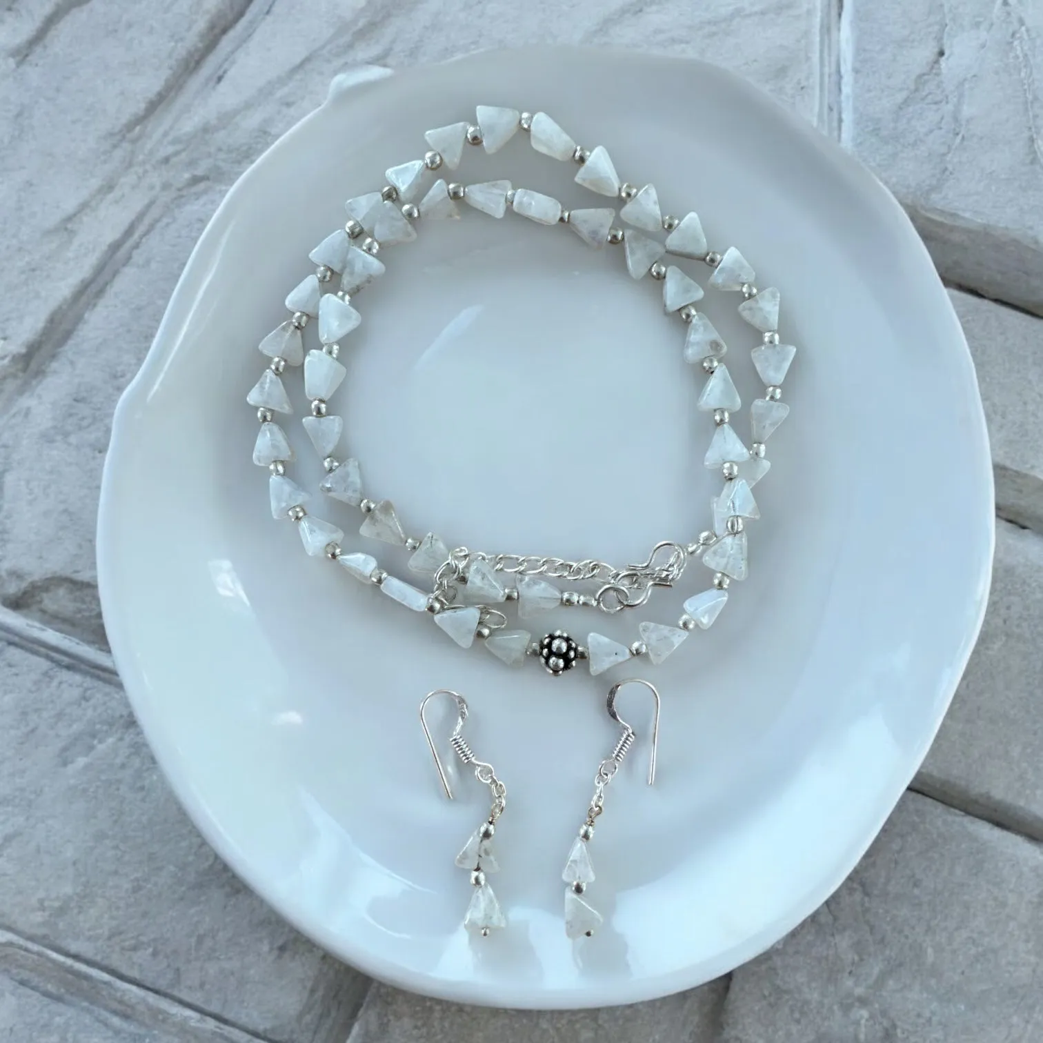 Moonstone Necklace Earrings set