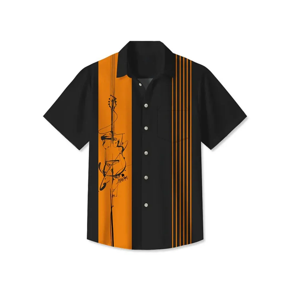 Music Casual Commuting 50's Vintage Bowling Shirt