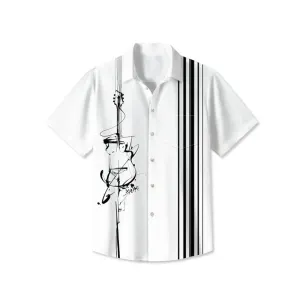 Music Casual Commuting 50's Vintage Bowling Shirt