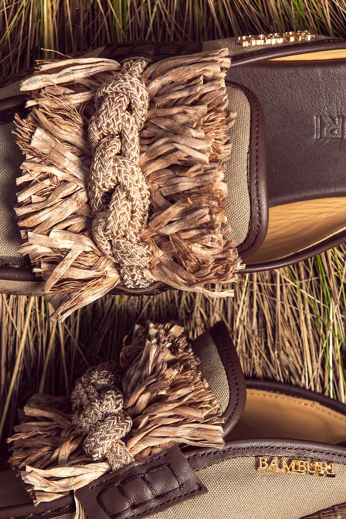 Natural Raffia Braided Mules with Woven Platform