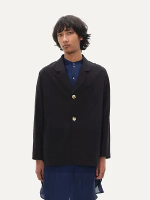 Naushad Ali I Lapel jacket,Black Signature Spring Summer 2025 Crushed cotton Black NA SS24 M10T