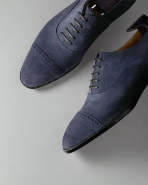 NAVY BLUE LEATHER MODENA BROGUE WHOLECUT OXFORD SHOE - FORMAL SHOES