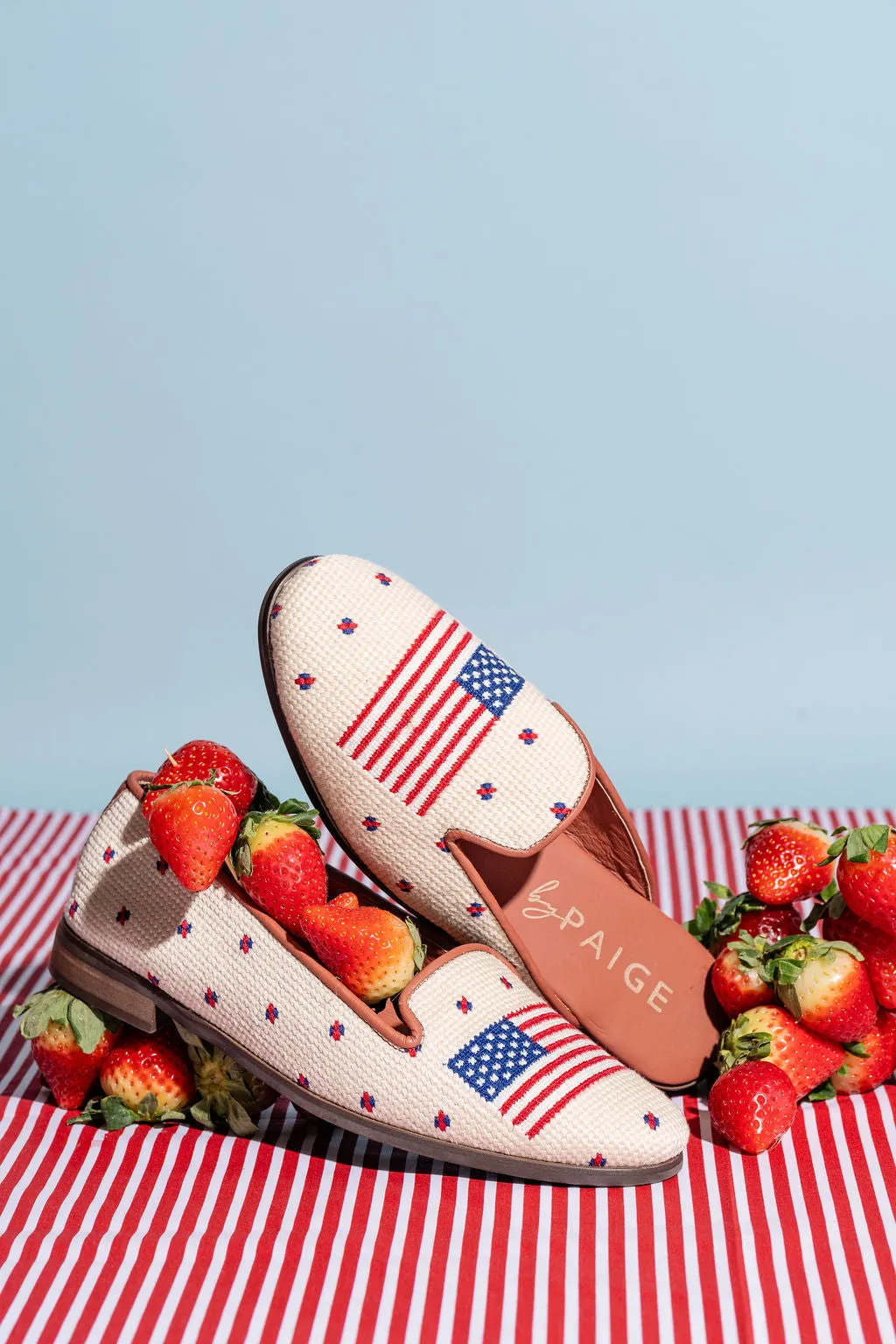 Needlepoint Mule in American Flag