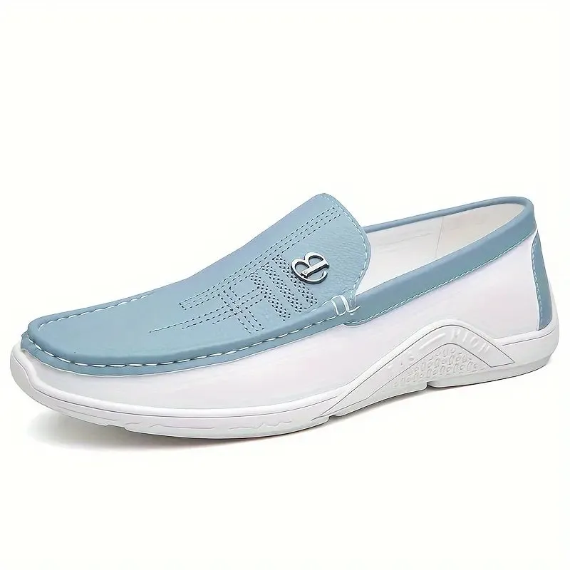 NEW Men's Color Block Classic Slip On Loafer Shoes, Comfy Non Slip Durable Microfiber Upper Rubber Sole Walking Shoes, Men's Daily Footwear, Sz 10