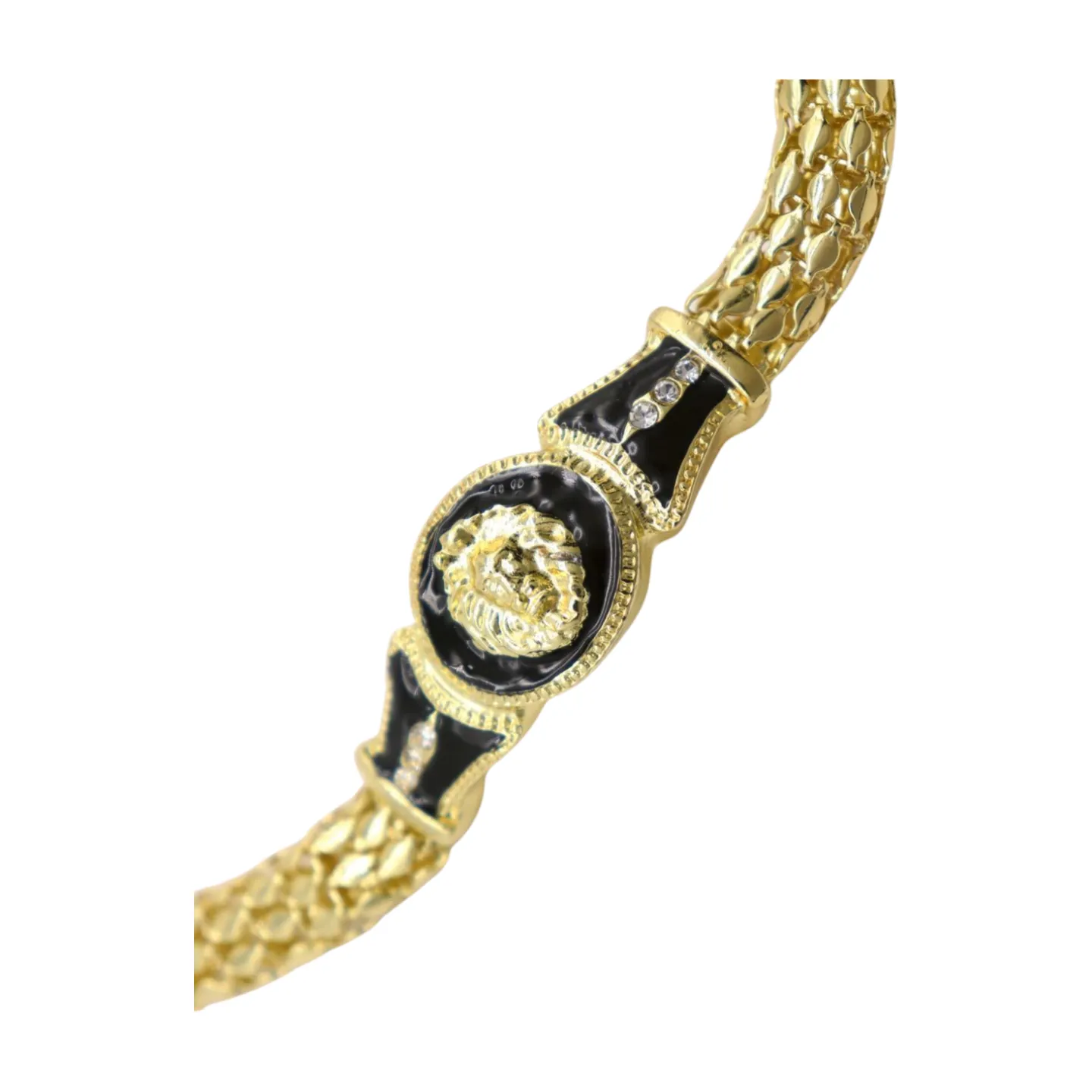 New Women Gold Plated Metal Band Bracelet Fashion Jewelry Bling Lion Head Charm