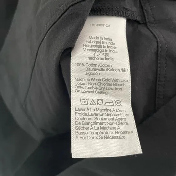 NWT Madewell Collared Button-Front Mini Shirtdress Black XS NP091 Cotton Poplin