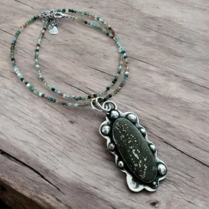 Ocean Jasper Solid 925 Sterling Silver Pendant Necklace