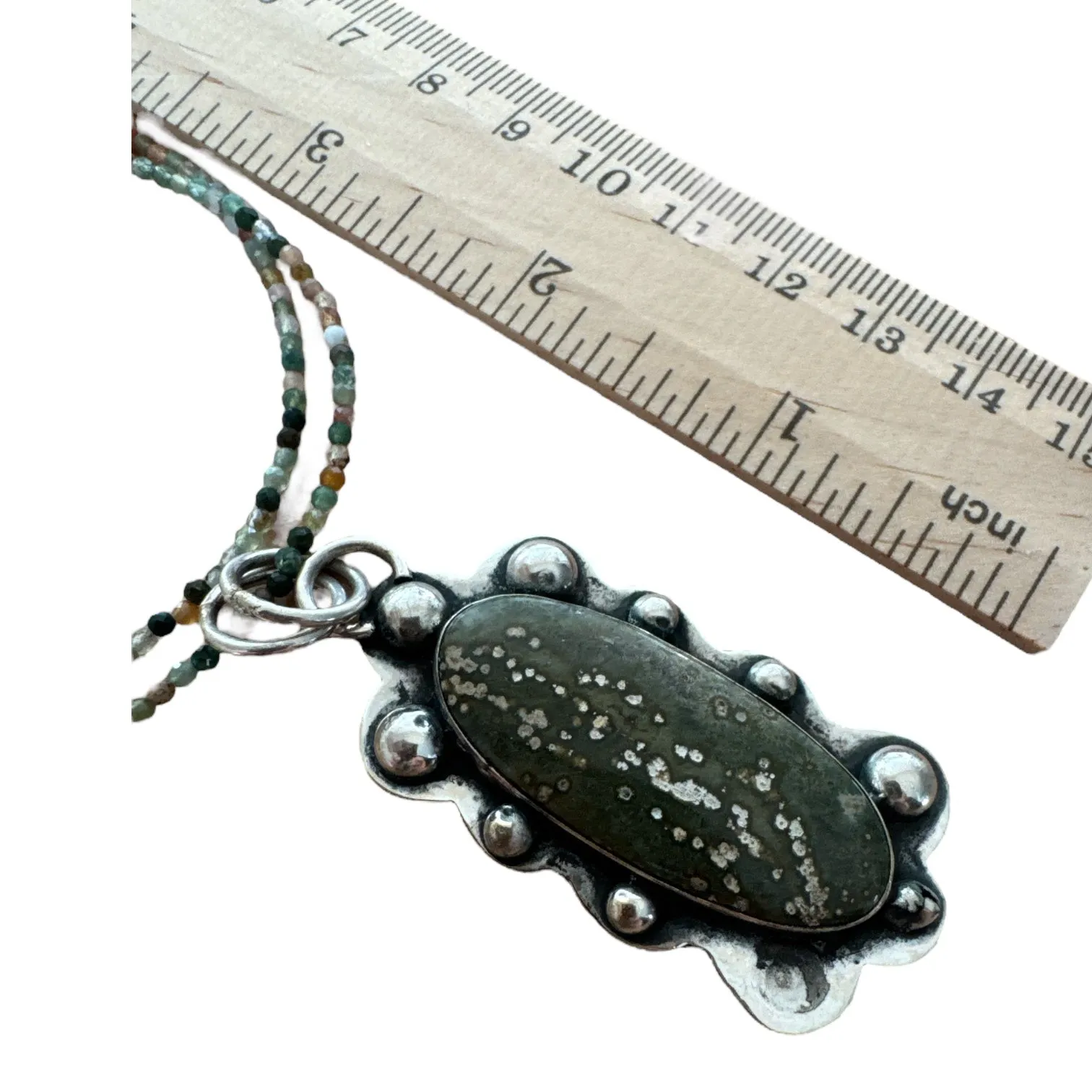 Ocean Jasper Solid 925 Sterling Silver Pendant Necklace