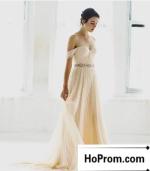 Off Shoulder Simple Chiffon Prom Dresses Evening Dress