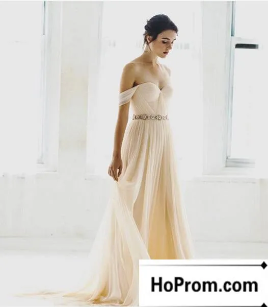 Off Shoulder Simple Chiffon Prom Dresses Evening Dress