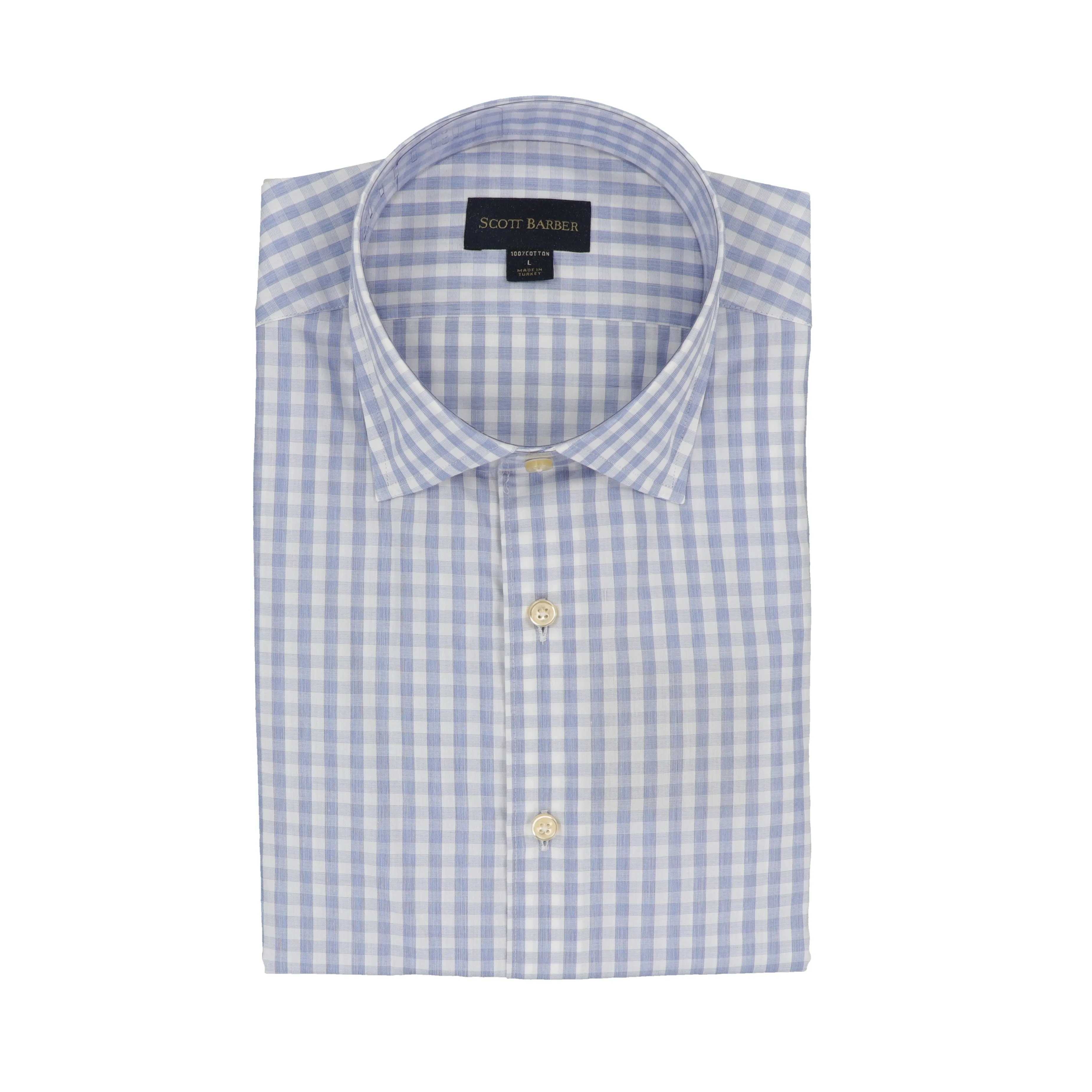 Organic Cotton Gingham Sport Shirt in Sky
