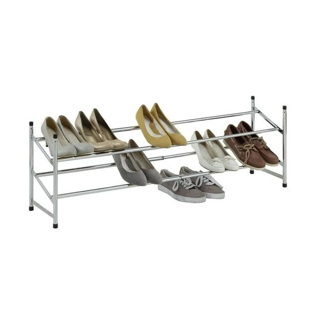 Organize It All Expandable Metal 6-12 Pair Shoe Rack in Chrome