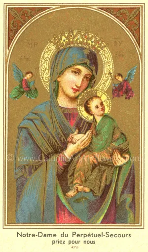 Our Lady of Perpetual Help – 3 sizes – based on a Vintage French Holy Card–Catholic Art Print–Catholic Gift–Notre Dame du Perpetual Secours