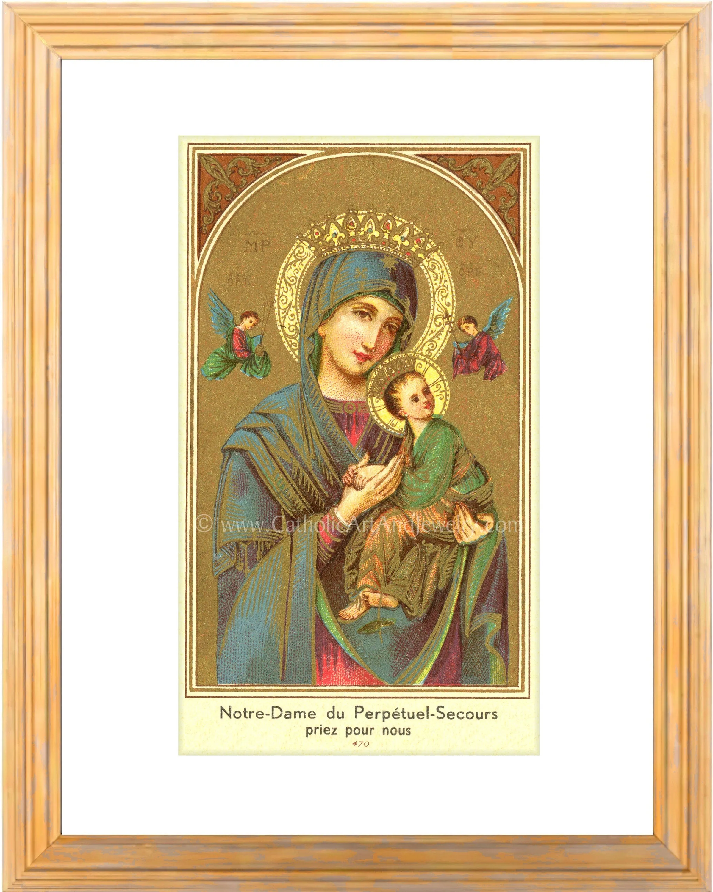 Our Lady of Perpetual Help – 3 sizes – based on a Vintage French Holy Card–Catholic Art Print–Catholic Gift–Notre Dame du Perpetual Secours