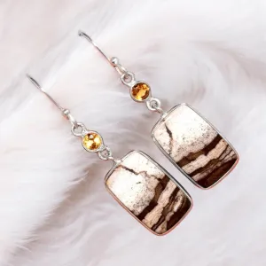 Outback Jasper & Citrine Solid 925 Sterling Silver Earrings