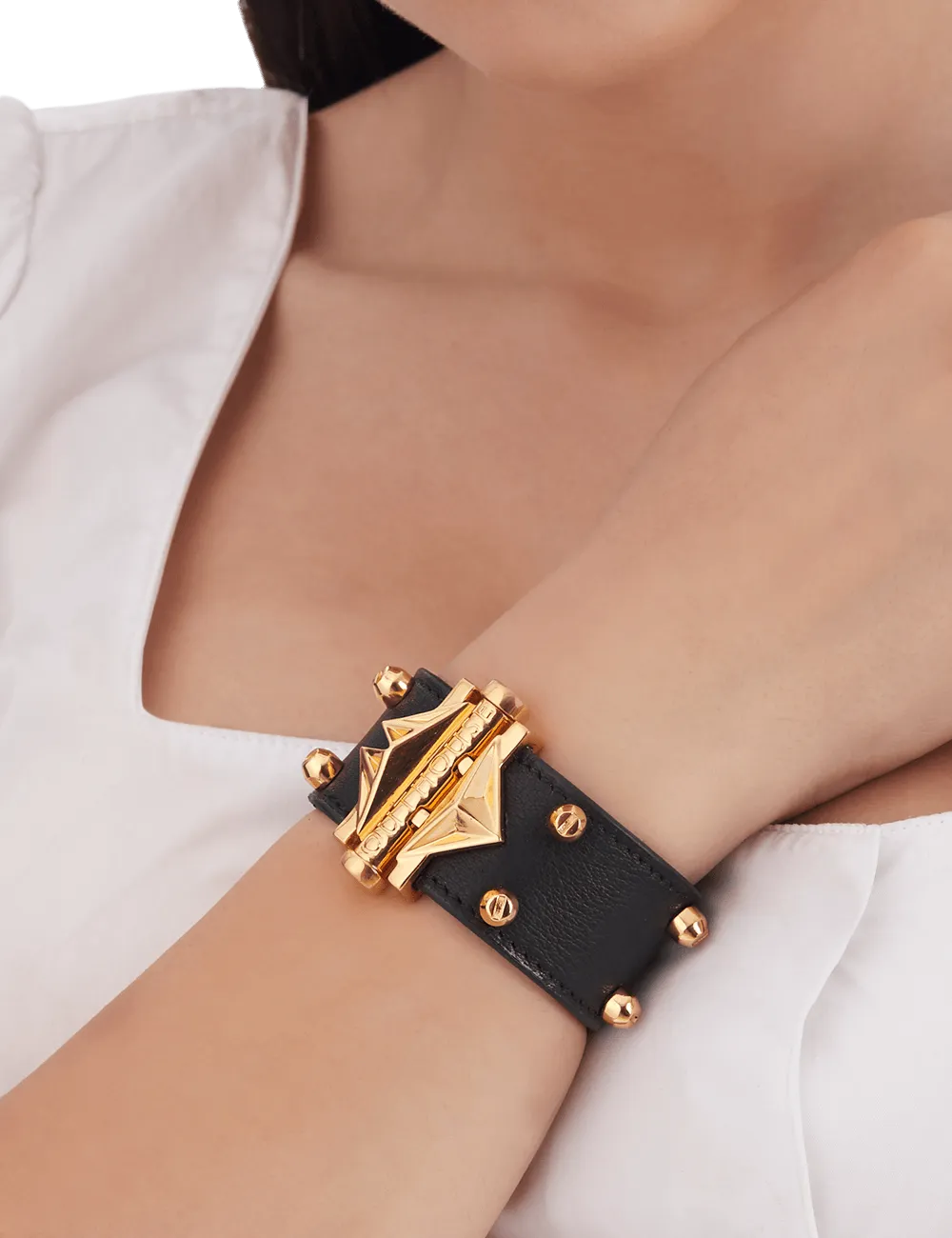 Outhouse   -   OH Series Geometric Lip Oxford Blue Studded Cuff