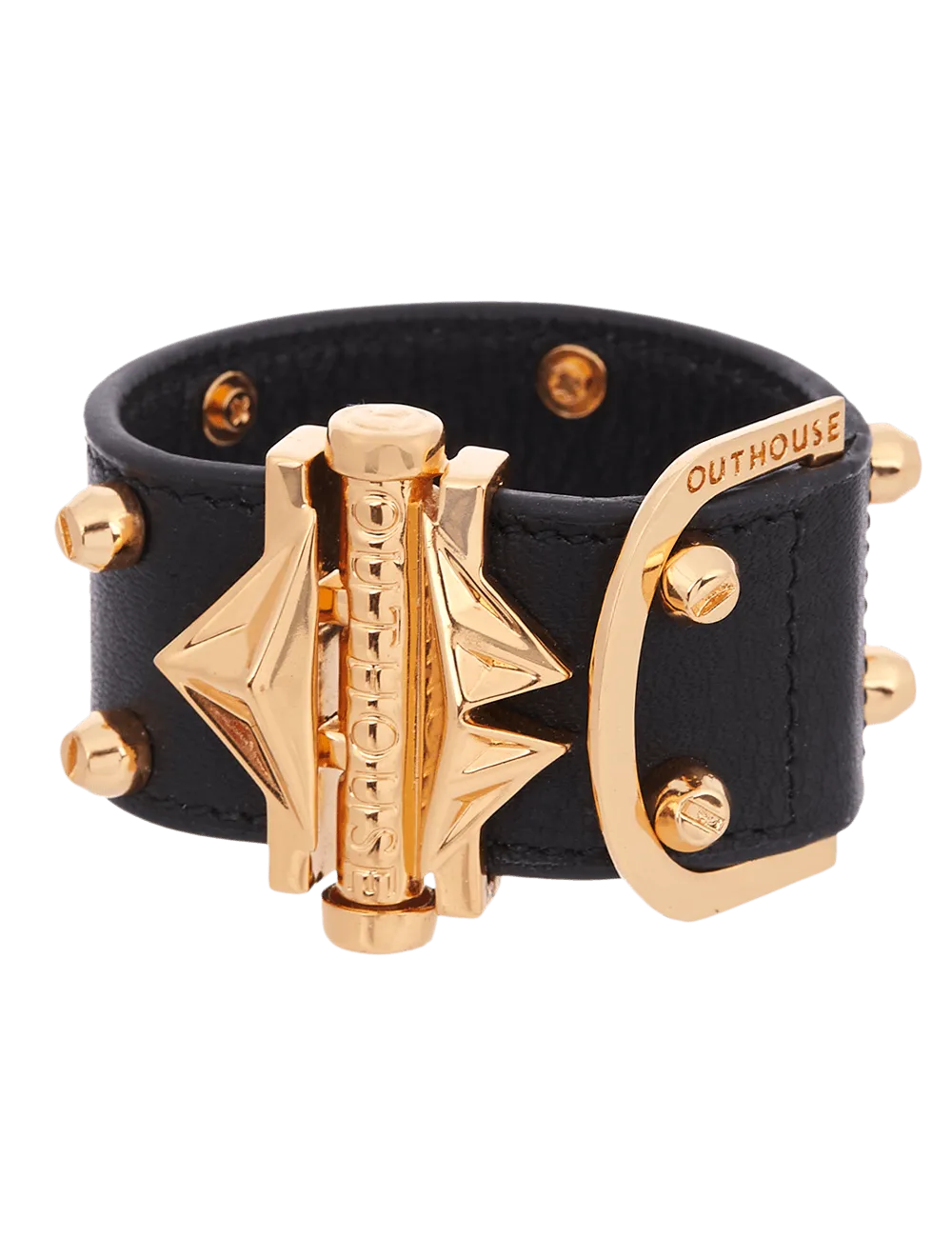Outhouse   -   OH Series Geometric Lip Oxford Blue Studded Cuff