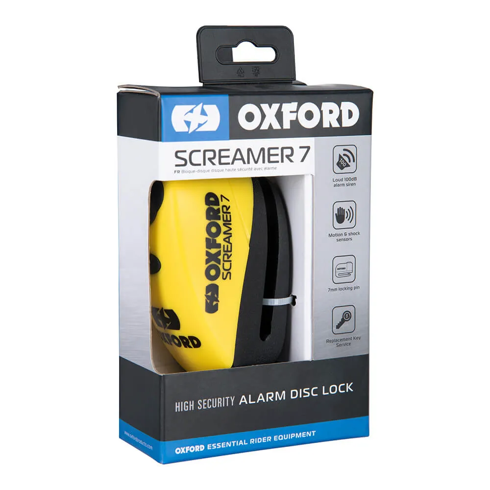 Oxford Screamer 7 Alarm Disc Lock Yellow / Black