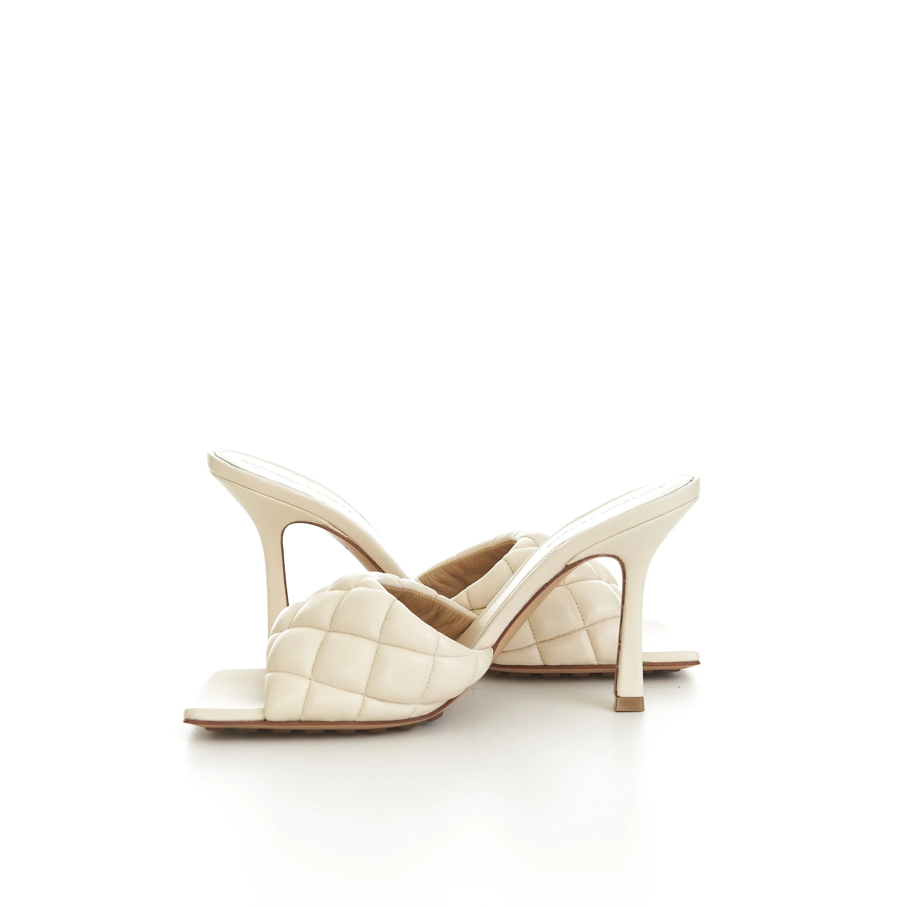 Padded Mules In Seasalt White Quilted Leather