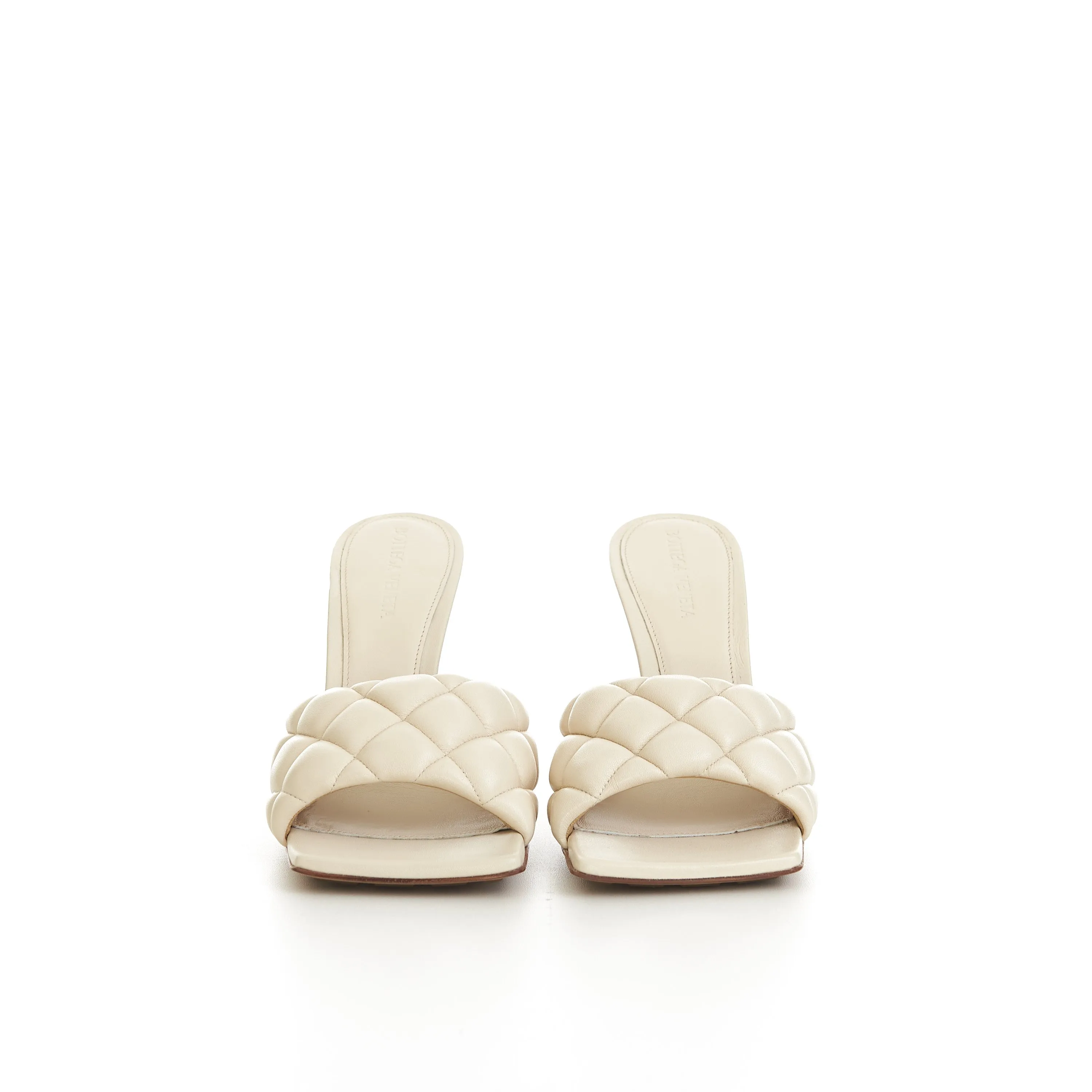 Padded Mules In Seasalt White Quilted Leather