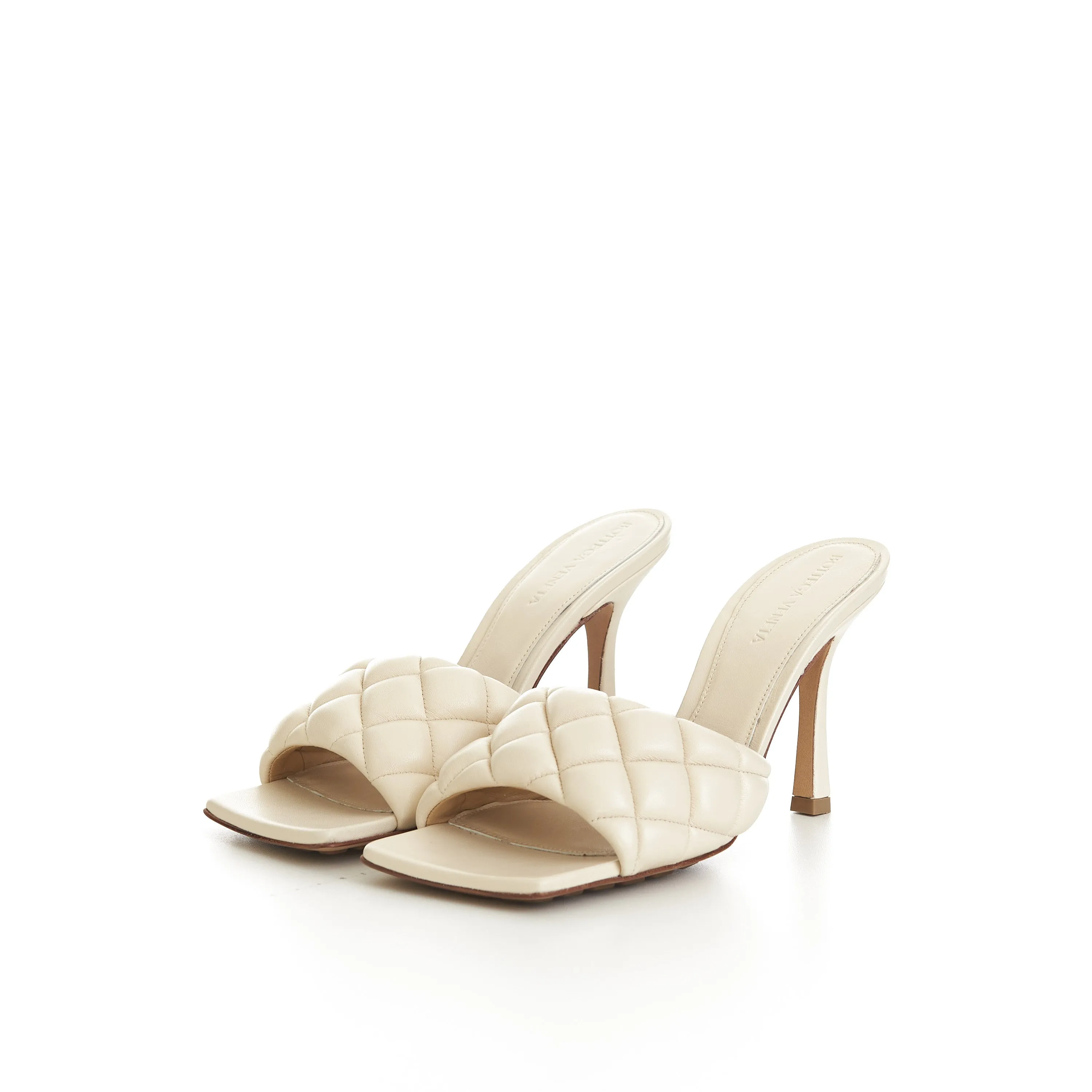Padded Mules In Seasalt White Quilted Leather