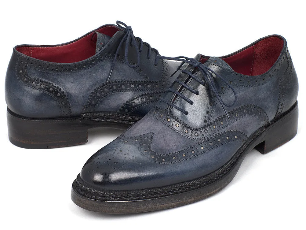 Paul Parkman Blue Leather Wingtip Brogues