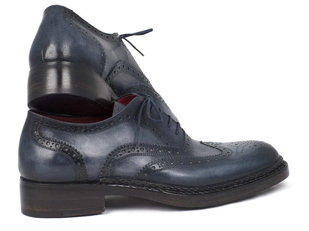 Paul Parkman Blue Leather Wingtip Brogues