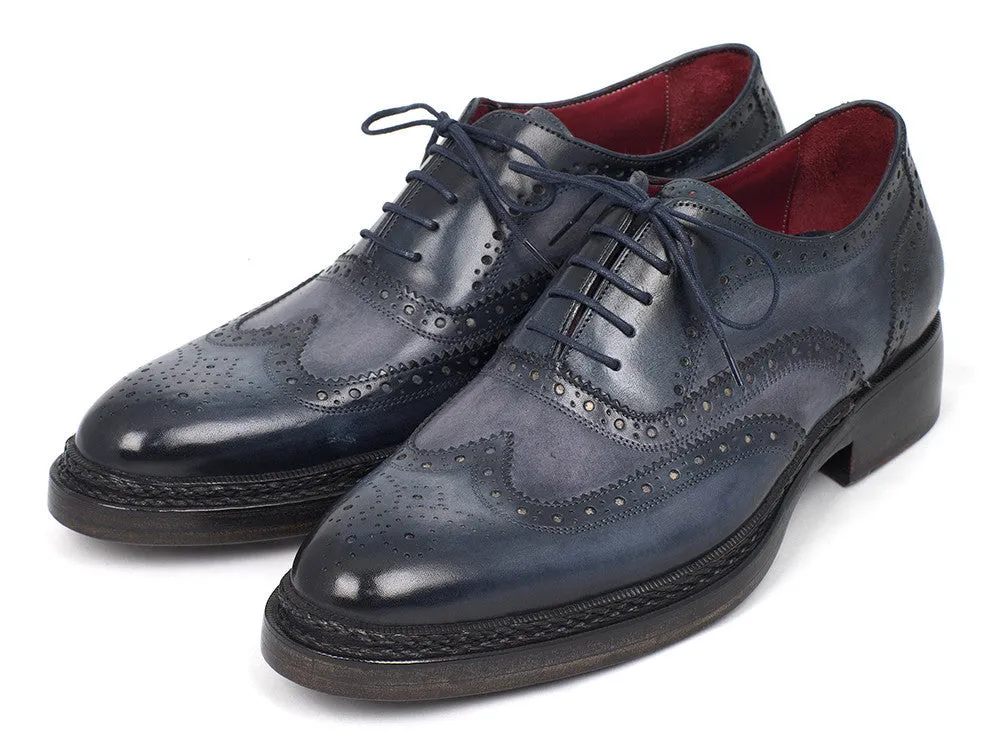 Paul Parkman Blue Leather Wingtip Brogues