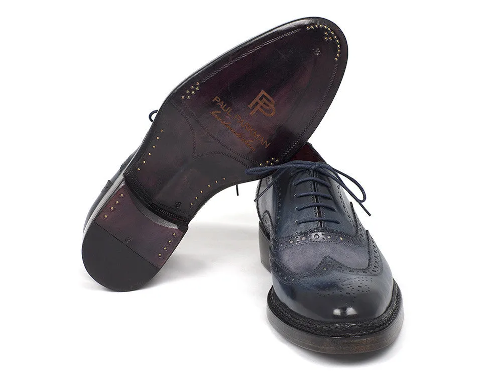 Paul Parkman Blue Leather Wingtip Brogues